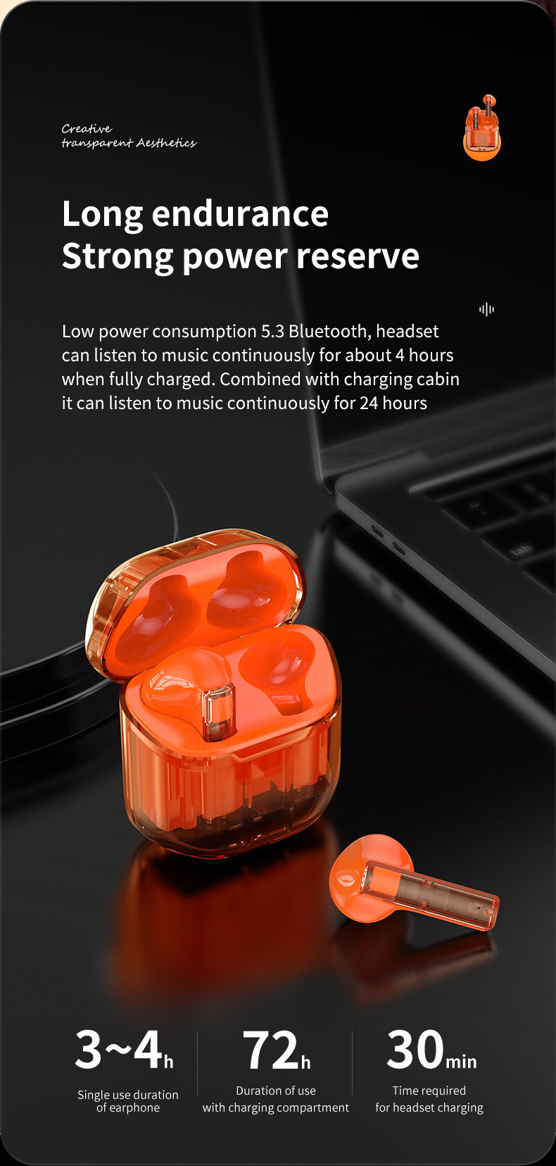 True Wireless Noise Cancelling Earbuds — Transparent7