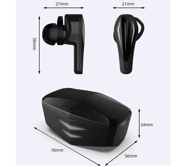 Earbuds Gaming TWS Wireless ຂະຫນາດ wellyp